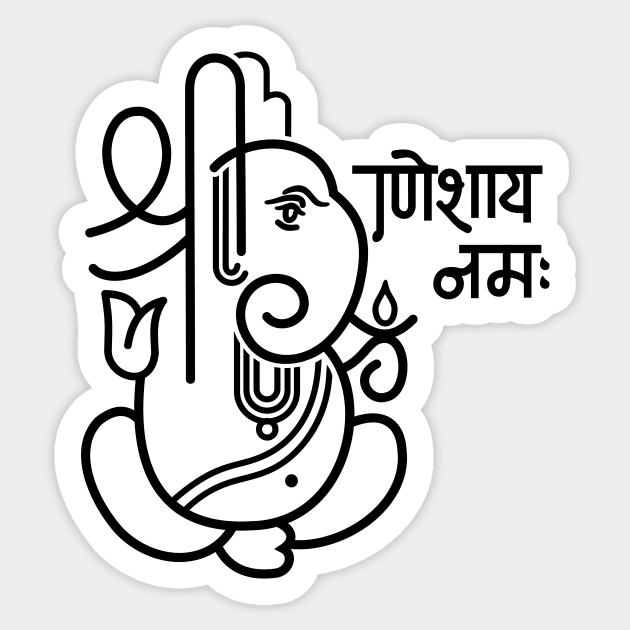 Ganesh Ganesa Ganapati Elephant 5 (black) Sticker by Mystic-Land